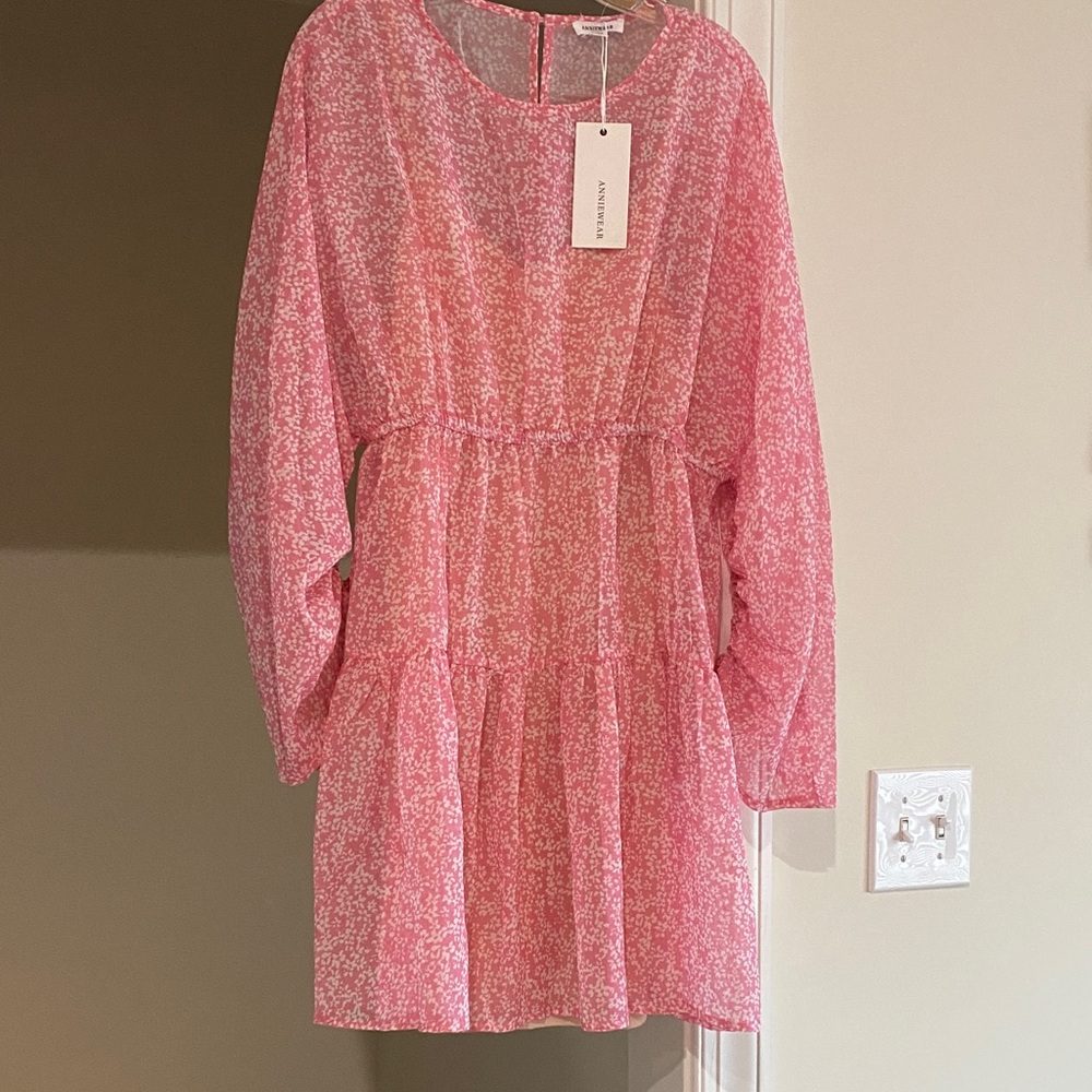 Annie Wear Pink White Spring Floral Pattern Sz XL Junior or S Women’s